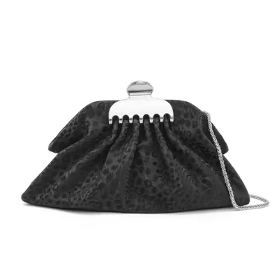 Metallic & Animal-Print Metallic-Clasp Pouch Clutch Collection