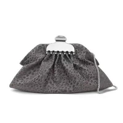 Metallic & Animal-Print Metallic-Clasp Pouch Clutch Collection