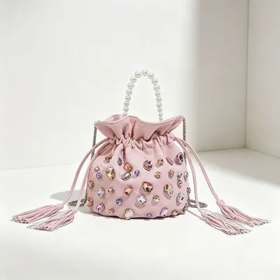 Bejeweled Pearl-Handle Drawstring Potli Pouch Collection