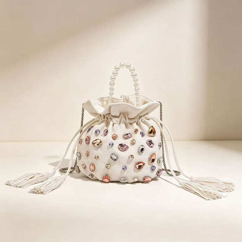 Bejeweled Pearl-Handle Drawstring Potli Pouch Collection