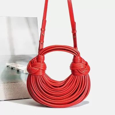 Sculptural Multi-Strand Knotted Crescent Handbag Collection