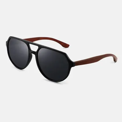 BAMBOO AND WOOD STUDS POLARIZED SUNGLASSES GB-8049GyFLAKES