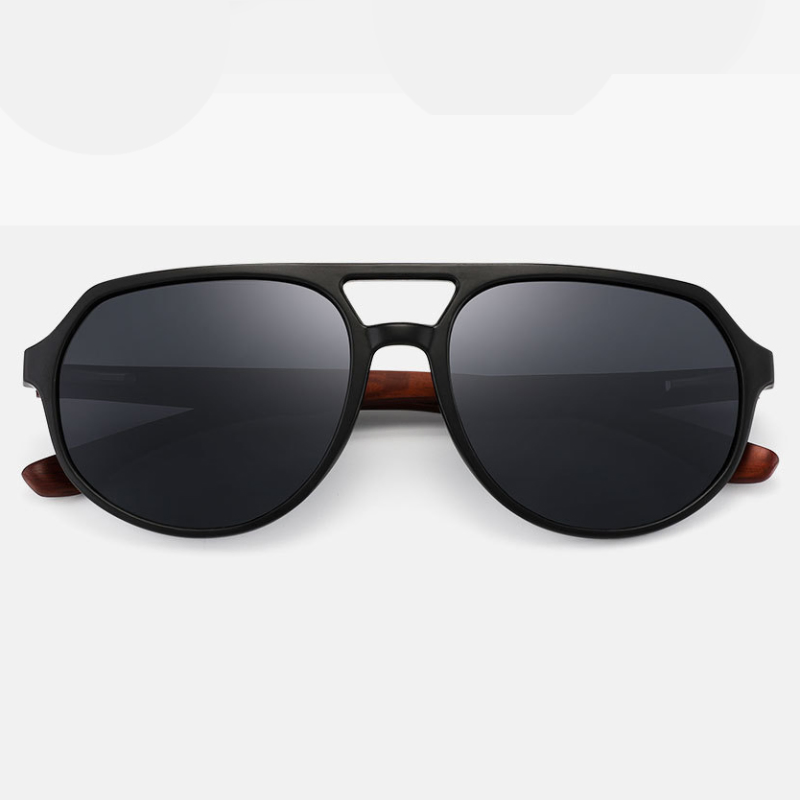 BAMBOO AND WOOD STUDS POLARIZED SUNGLASSES GB-8049GyFLAKES