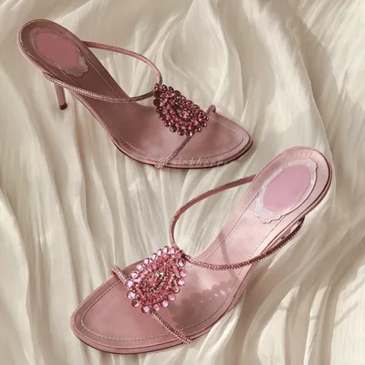 THIN STRAP HIGH HEELS ONE-STRAP SLIPPERS GB-8216