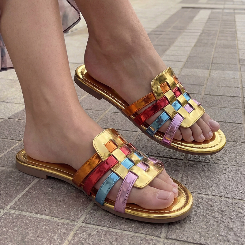 STYLISH AND VERSATILE ONE-STRAP WOVEN FLAT SANDALS GB-3572