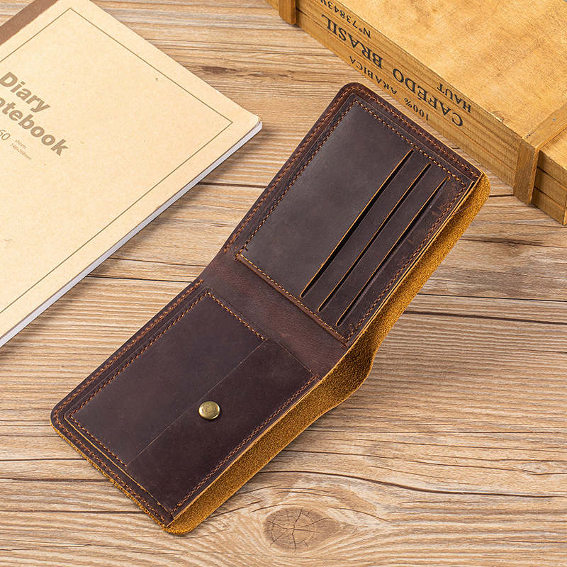 RETRO CRAZY HORSE LEATHER SHORT WALLET GB-8003Br