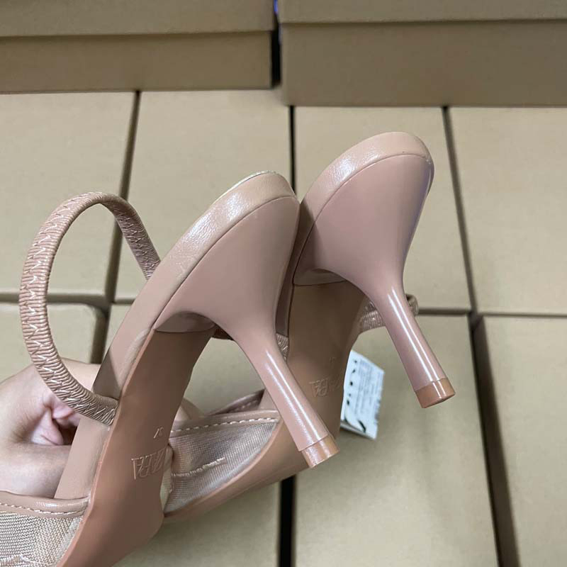 POINTED-TOE MESH EMBROIDERED HIGH-HEELED GB-0545 