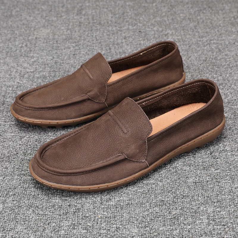 BREATHABLE SLIP-ON SOFT-SOLED LEATHER SHOES GB-2355