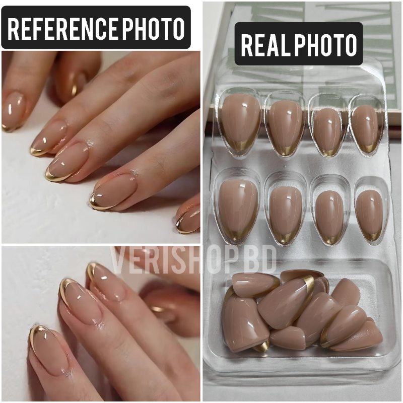 ALMOND GOLDEN TIP FRENCH NAIL