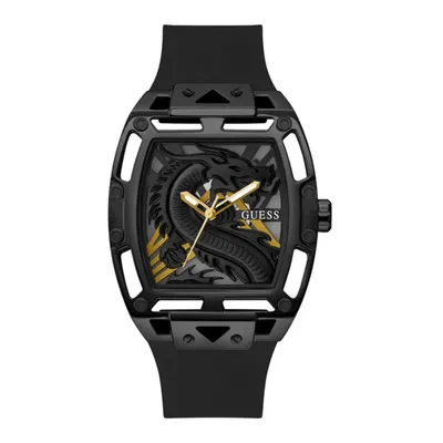 GUESS Men's 44mm Watch - Black Strap Black Dial Black Case