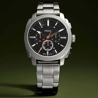 Fossil Machine Chronograph Stainless Steel Black Dial Men's Watch