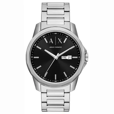 Armani Exchange Three-Hand Day-Date Black Dial Men's Watch