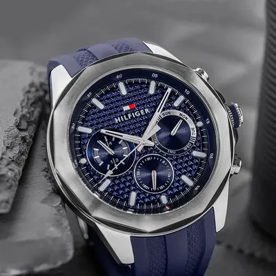 Tommy Hilfiger Lars Rubber Strap Blue Dial Men's Watch
