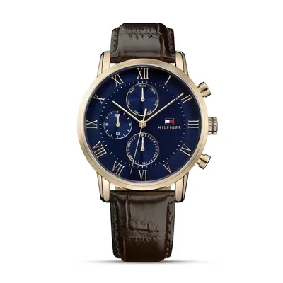Tommy Hilfiger Kane Chronograph Blue Dial Leather Strap Watch