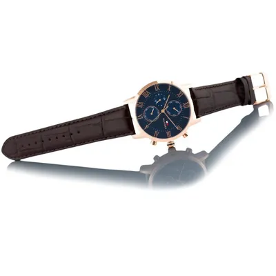 Tommy Hilfiger Kane Chronograph Blue Dial Leather Strap Watch