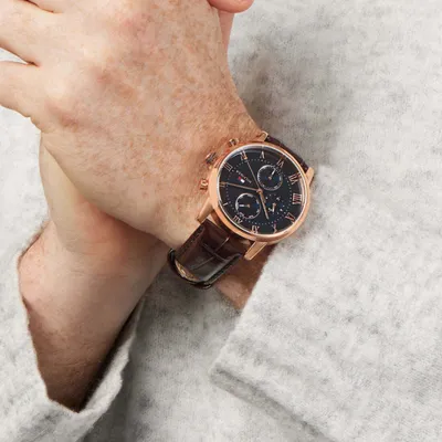 Tommy Hilfiger Kane Chronograph Blue Dial Leather Strap Watch