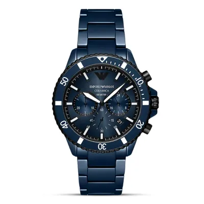 Emporia Armani World Explorer Blue Dial Ceramic Men's Watch