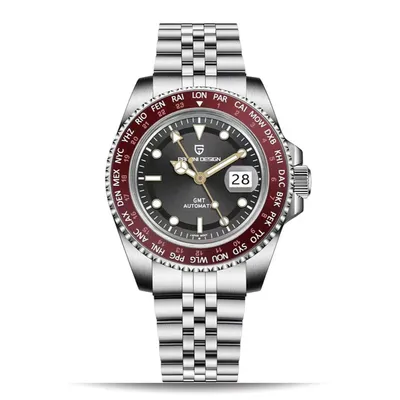 Pagani Design GMT NH34 Automatic Men's Watch With Black Dial / Red Bezel