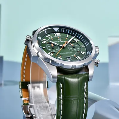 Pagani Design Men's Japan VK64 Chronograph Luminous Green Watch 