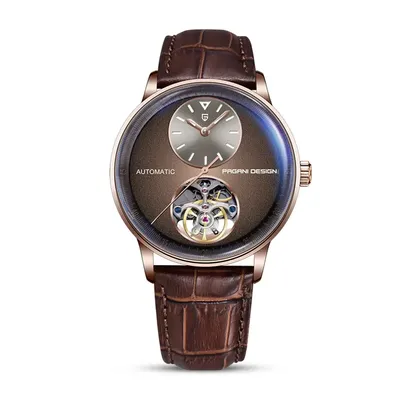PAGANI DESIGN Men's Balance Wheel Automatic Leather Watch