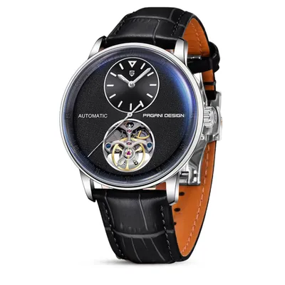 PAGANI DESIGN Men's Balance Wheel Automatic Leather Watch