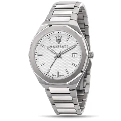Maserati Stile 3H White Dial Silver Steel Strap Watch For Men
