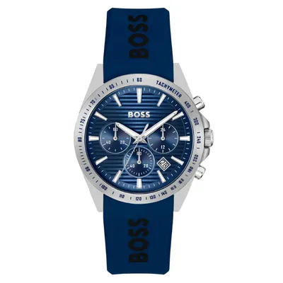 Hugo Boss Silicone Dark Blue Dial Chronograph Men's Watch