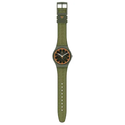 Swatch PAY! OnGPAY! NFC Cashless Payment Watch–Olive Green Transparent Dial