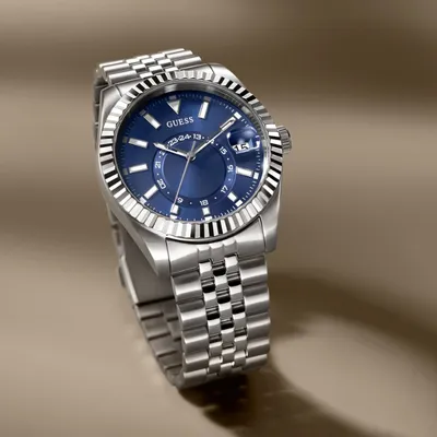 Guess Men's Jaden Silver Tone Multi-function Watch