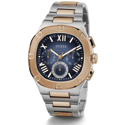 Guess Multifunction Blue Dial Two Tone Steel Strap Watch