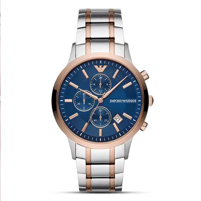 Emporio Armani Renato Two Tone  Blue Dial Men's Watch