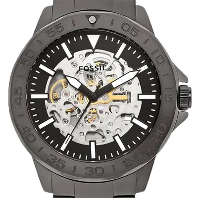 Fossil Bannon Automatic Smoke Stainless Steel Watch