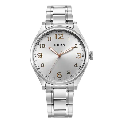 Titan Men's Urban Silver White Dial Metal Strap Watch