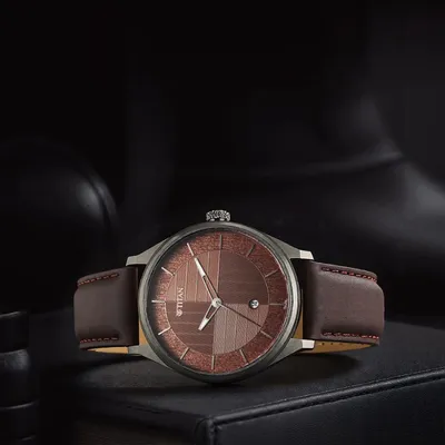 Titan Neo Economy Brown Dial  Leather Strap Watch