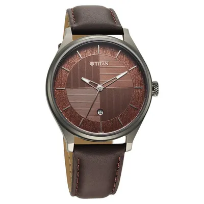 Titan Neo Economy Brown Dial  Leather Strap Watch