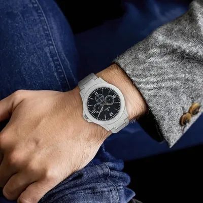 Titan Eco Multifunction Blue Dial Silver Strap Watch