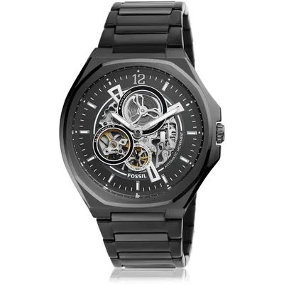 Fossil Evanston Automatic Black Stainless Steel Watch