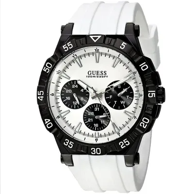 Guess Turbo White Silicone Strap Chronograph Watch 