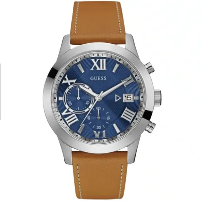 Guess Atlas brown Leather Strap Watch