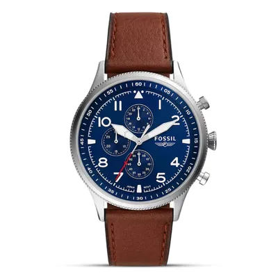 Fossil Retro Pilot Chronograph Brown Eco Leather Watch