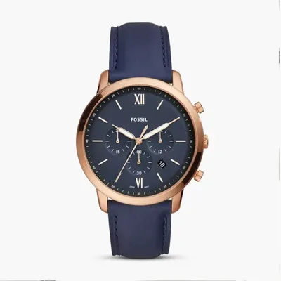 Fossil Neutra Chronograph Blue Dial Blue Leather Strap Watch