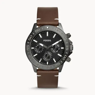 Fossil Bannon Gunmetal Leather Men's Watch
