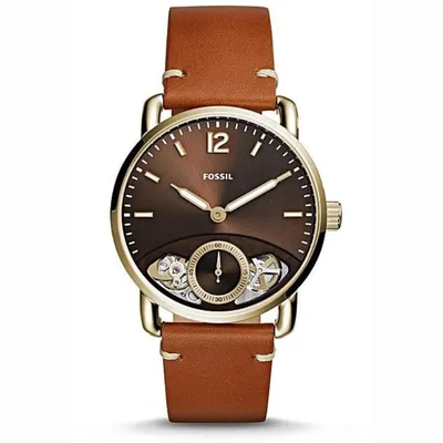Men's Fossil The Commuter Twist Brown Leather Band Watch ME1166