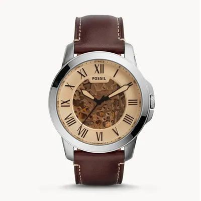 Fossil Grant Automatic Dark Brown Leather Strap Watch