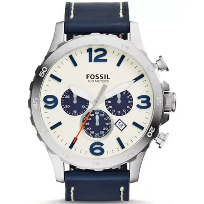 Fossil Nate Chronograph Navy Leather Watch