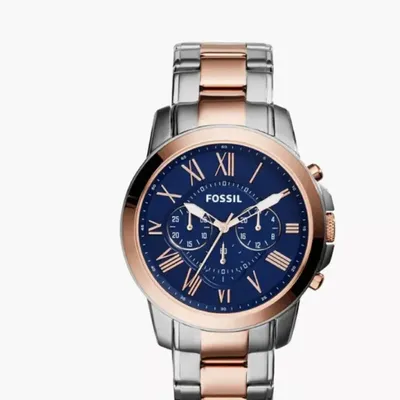 Fossil Grant Chronograph Blue Dial Two-tone Men's Watch
