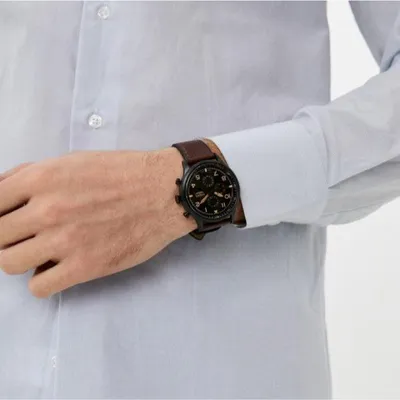 Fossil Retro Pilot Brown Lite Hide Leather Strap Watch