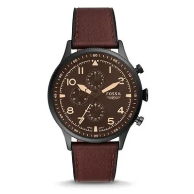 Fossil Retro Pilot Brown Lite Hide Leather Strap Watch