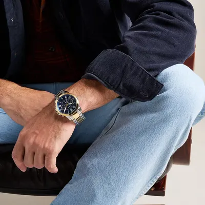 Fossil Grant Men Two Tone Analogue Watch 