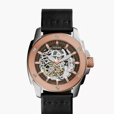 Fossil Modern Machine Automatic Black Leather Men's Watch